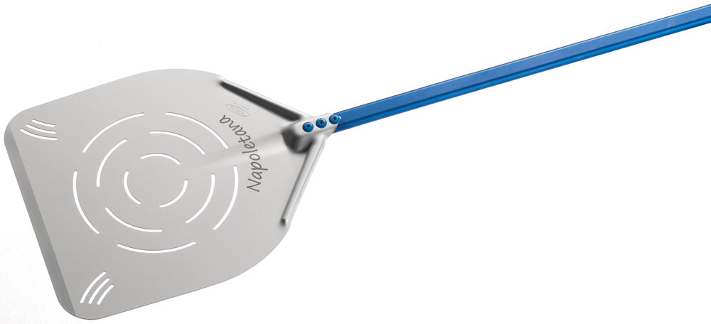 Gi.Metal Napoletana 36cm / 14in Rectangular Perforated Pizza Peel, 150cm handle