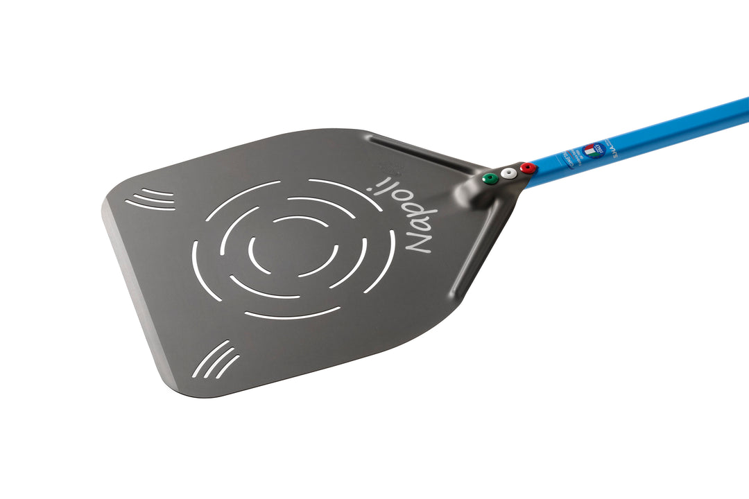 Gi.Metal Napoli 36cm / 14in Rectangular Perforated Pizza Peel, 150cm handle