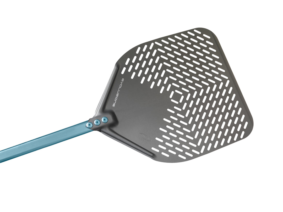 Gi.Metal Evoluzione 33cm / 13in Rectangular Perforated Pizza Peel, 150cm handle
